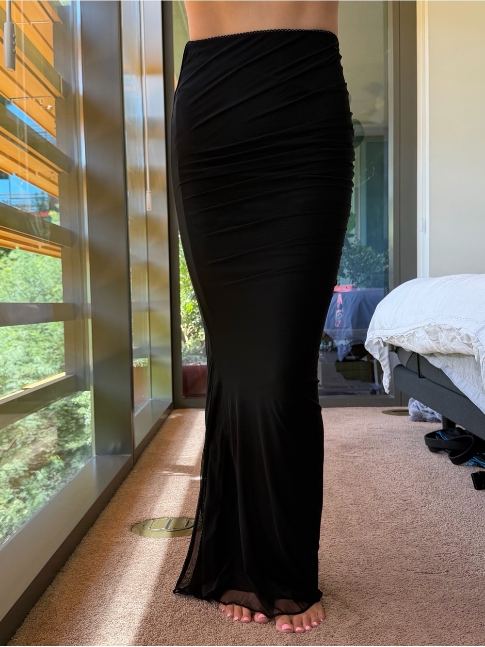 House of CB Black Maxi Mesh Skirt